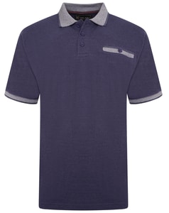 KAM Pique Melange Polo Shirt Blue Marl 